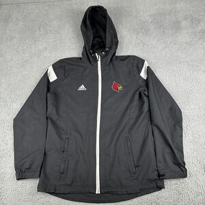 Adidas Louisville Cardinals Jacket Mens Medium Black Full Zip NCAA Climaproof